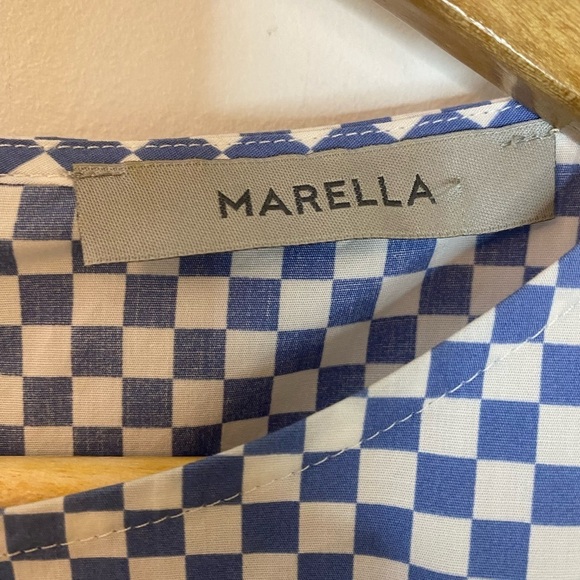 Tuckernuck Marella Damie Fringe Trim Button Back Checkerboard Top - Picture 2 of 8